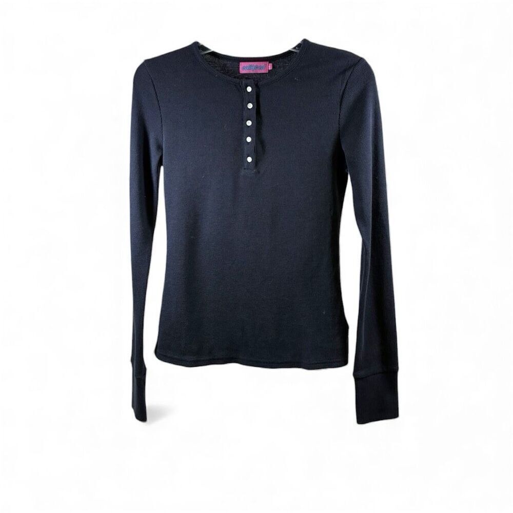Edikted NWOT Long Sleeve Henley Navy Thermal Top Size M